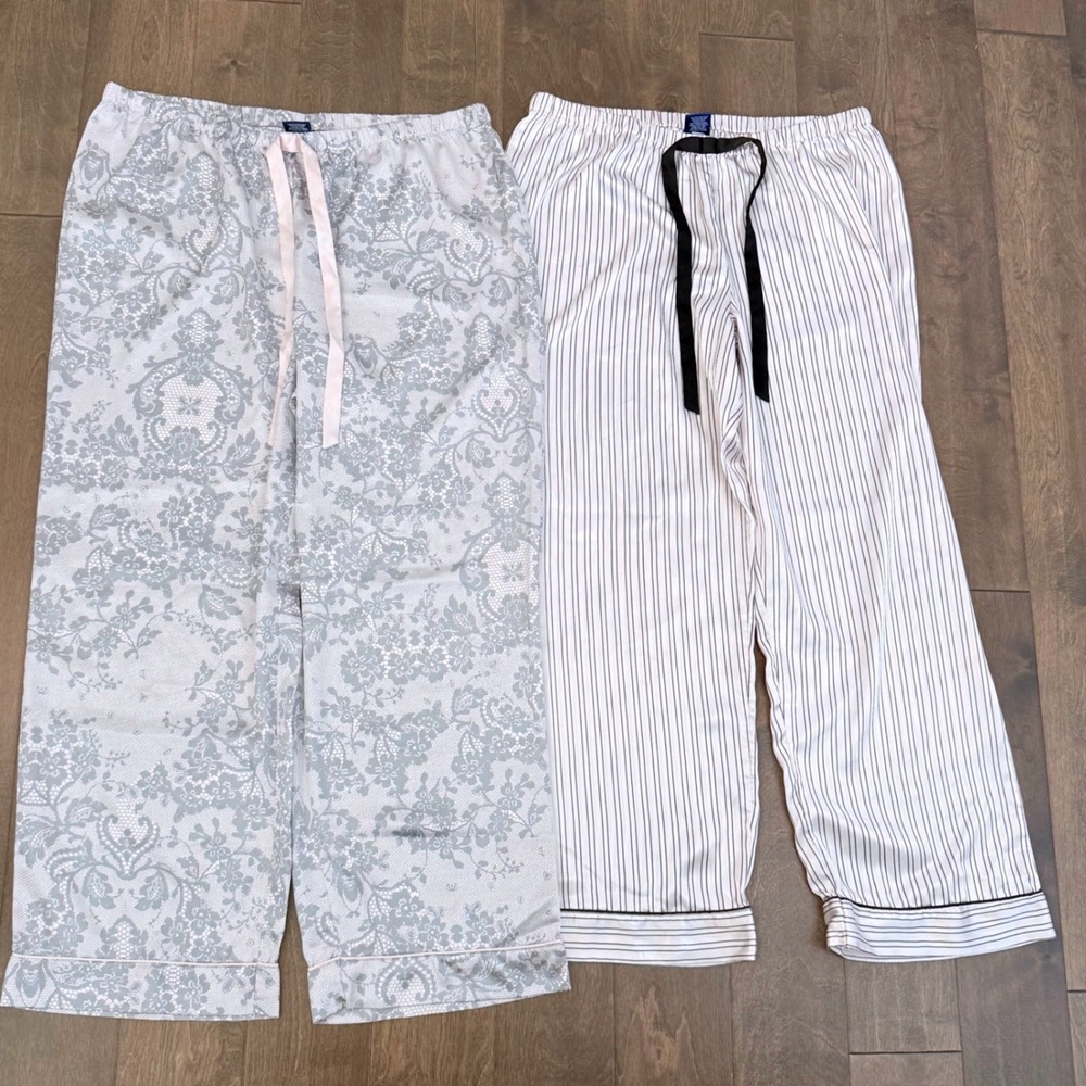 Apt 9 Intimates Pajama Pants Lot of 2 Womens XXL Floral Lace Striped Sleepwear